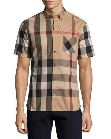 burberry check shirt short sleeve|burberry men's shirts clearance.